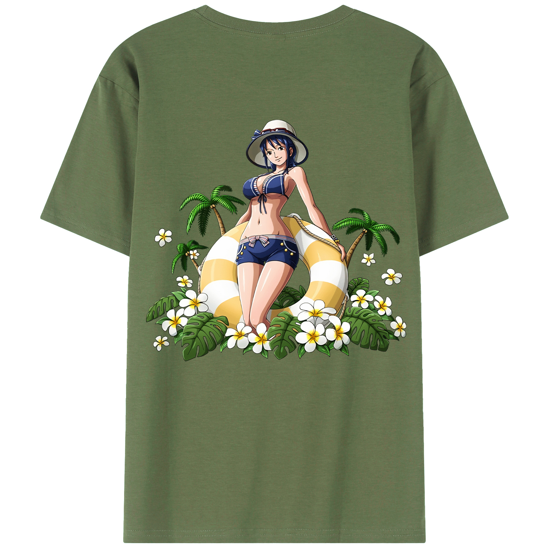 ワンピース ニコ・ロビン ONE PIECE Nico Robin 綿100％ メンズ半袖Tシャツ（バックプリント） 通気性